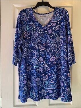 Woman Within Blue Paisley V-Neck Tunic
